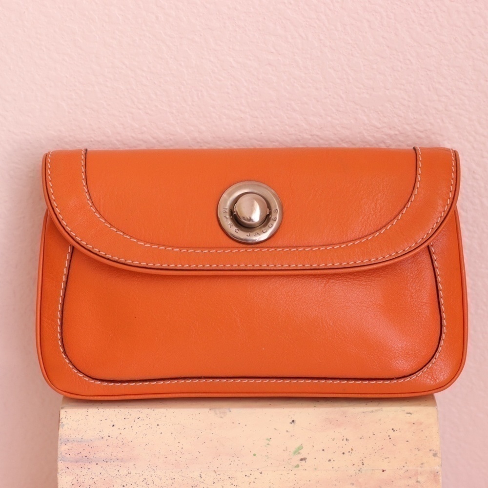 Marc Jacobs Orange Leather Clutch Mini Bag